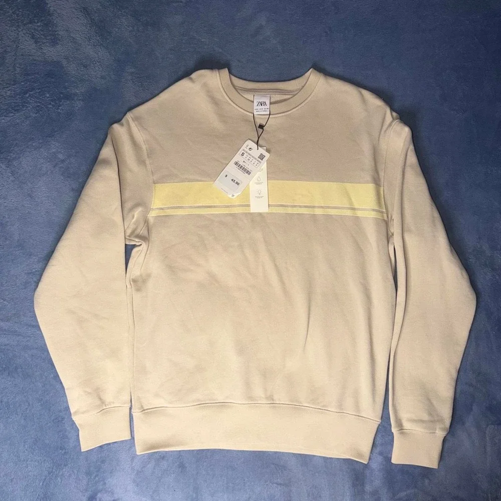 Zara cream & tan crewneck sweatshirt